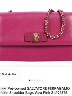 Salvatore Ferragamo Magenta Vara Chain Shoulder Bag